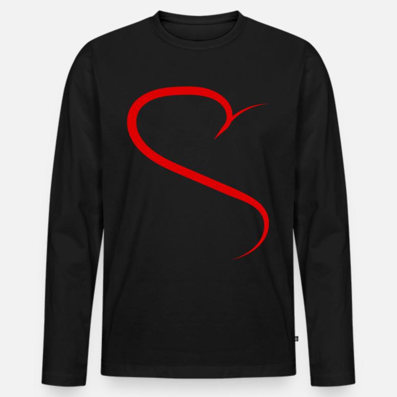 Halbes Herz Rotes Design - Männer Premium Bio Langarmshirt - Schwarz