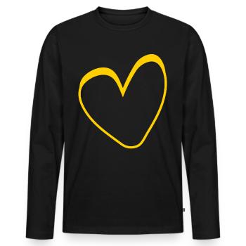 Gelbes Herz Simpel Design - Männer Premium Bio Langarmshirt - Schwarz - Vorne - Nico (187cm)