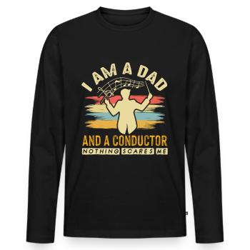 Chef d’orchestre Papa Orchestre de concert Musiciens - T-shirt manches longues Premium bio Homme - noir - Devant - Nico (187cm)