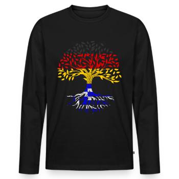 Roots Tree Allemagne Grèce - T-shirt manches longues Premium bio Homme - noir - Devant - Nico (187cm)