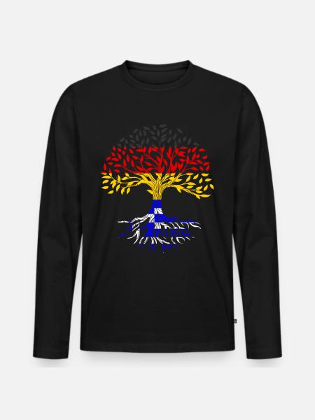 Roots Tree Germany Greece - Men's Premium Organic Long Sleeve Shirt - black