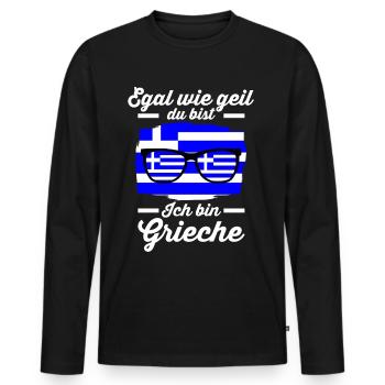 Grieche Griechisches Griechenland - Männer Premium Bio Langarmshirt - Schwarz - Vorne - Nico (187cm)