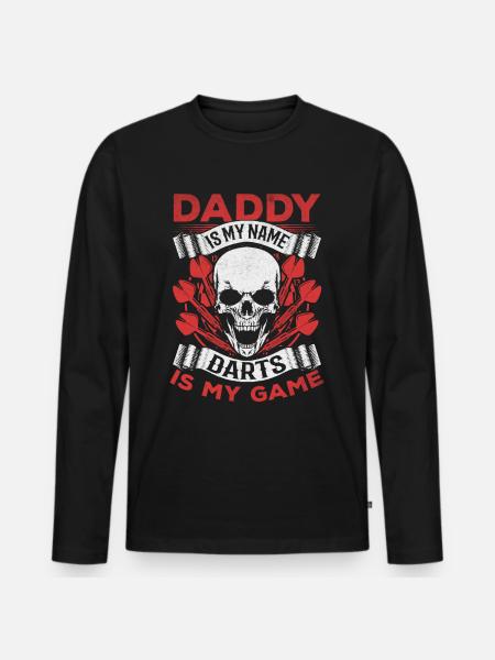 Far hedder dart er mit spil - Premium økologisk langærmet T-shirt til mænd - sort