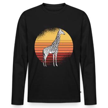 Girafe Retro Africa Savannah - T-shirt manches longues Premium bio Homme - noir - Devant - Nico (187cm)
