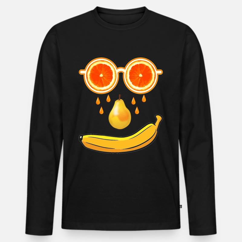 Sommer Früchte - Männer Premium Bio Langarmshirt - Schwarz