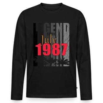 Juli 1987 Geburtstagsgruss retro design - Männer Premium Bio Langarmshirt - Schwarz - Vorne - Nico (187cm)