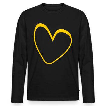Gelbes Herz Simpel Design - Männer Premium Bio Langarmshirt - Schwarz - Vorne - Nico (187cm)