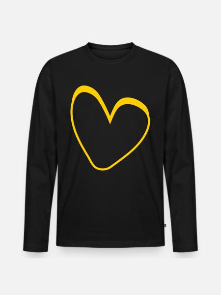 Yellow Heart Conception simple - T-shirt manches longues Premium bio Homme - noir