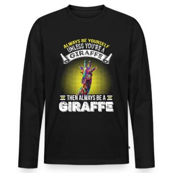 Girafe Soyez vous-même Safari Afrique Jungle - T-shirt manches longues Premium bio Homme - noir - Devant - Nico (187cm)