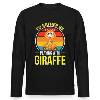 Bébé Girafe Afrique Safari Savannah Jungle - T-shirt manches longues Premium bio Homme - noir - Devant - Nico (187cm)