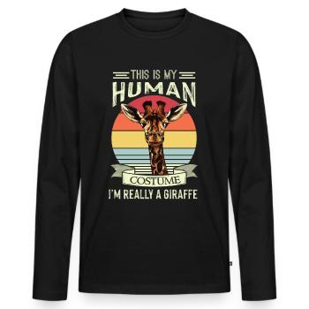 Giraffen Kostüm Safari Afrika Dschungel - Männer Premium Bio Langarmshirt - Schwarz - Vorne - Nico (187cm)