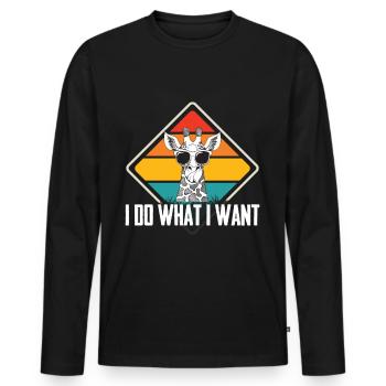 Girafe Ce que je vais Safari Afrique Jungle - T-shirt manches longues Premium bio Homme - noir - Devant - Nico (187cm)