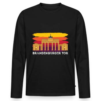 Brandenburger Tor in Berlin Deutschland - Männer Premium Bio Langarmshirt - Schwarz - Vorne - Nico (187cm)