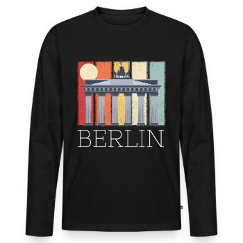 Brandenburger Tor Berlin Mond Deutschland - Männer Premium Bio Langarmshirt - Schwarz - Vorne - Nico (187cm)