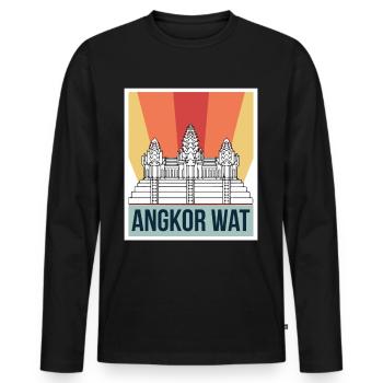 Angkor Wat Retro Cambodia Temple Asia - Men's Premium Organic Long Sleeve Shirt - black - Front - Nico (187cm)