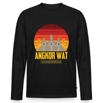 Angkor Wat Cambodia Temple Asia - Men's Premium Organic Long Sleeve Shirt - black - Front - Nico (187cm)