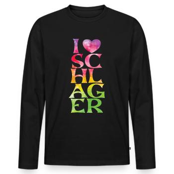 Schlager Schlagermusik Schlagerfan Party Outfit - Männer Premium Bio Langarmshirt - Schwarz - Vorne - Nico (187cm)