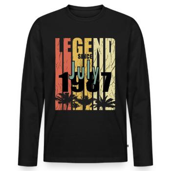 Juli 1987 Geburtstagsgruss retro design - Männer Premium Bio Langarmshirt - Schwarz - Vorne - Nico (187cm)