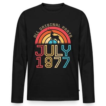 Year of birth 1977 July - Men's Premium Organic Long Sleeve Shirt - black - Front - Nico (187cm)