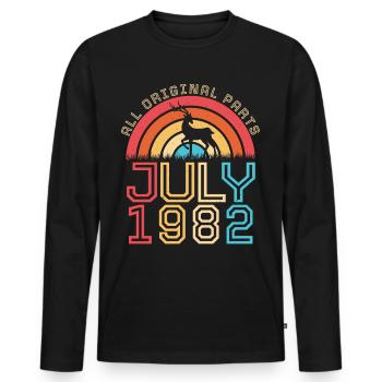 July 1982 40th birthday - Men's Premium Organic Long Sleeve Shirt - black - Front - Nico (187cm)