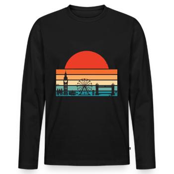 London Sunrise Big Ben Tower Bridge London Eye - Männer Premium Bio Langarmshirt - Schwarz - Vorne - Nico (187cm)