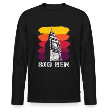 Big Ben London England UK English - Men's Premium Organic Long Sleeve Shirt - black - Front - Nico (187cm)