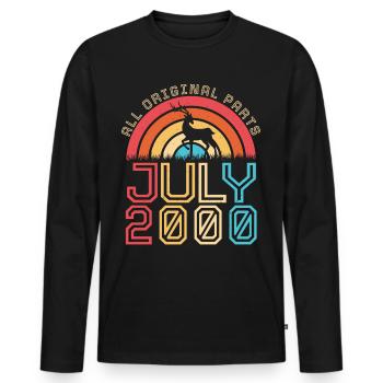 Geschenkidee Für Juli 2000 - Männer Premium Bio Langarmshirt - Schwarz - Vorne - Nico (187cm)