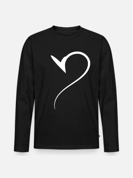 Half Heart White Design - Men's Premium Organic Long Sleeve Shirt - black