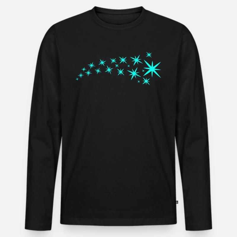 Mintgrün Sterne - Männer Premium Bio Langarmshirt - Schwarz