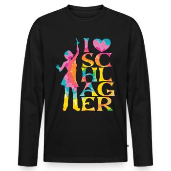Schlager Schlagermusik Schlagerfan Party Outfit - Männer Premium Bio Langarmshirt - Schwarz - Vorne - Nico (187cm)