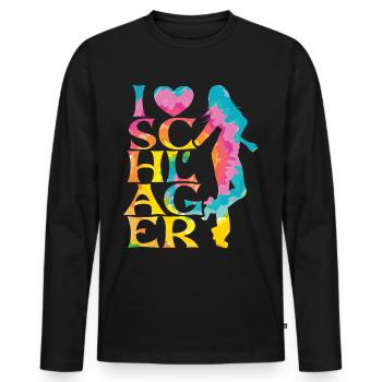 Schlager Schlagermusik Schlagerfan Party Outfit - Männer Premium Bio Langarmshirt - Schwarz - Vorne - Nico (187cm)
