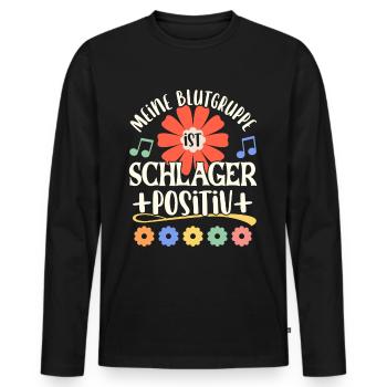 Schlager Schlagermusik Schlagerfan Party Outfit - Männer Premium Bio Langarmshirt - Schwarz - Vorne - Nico (187cm)