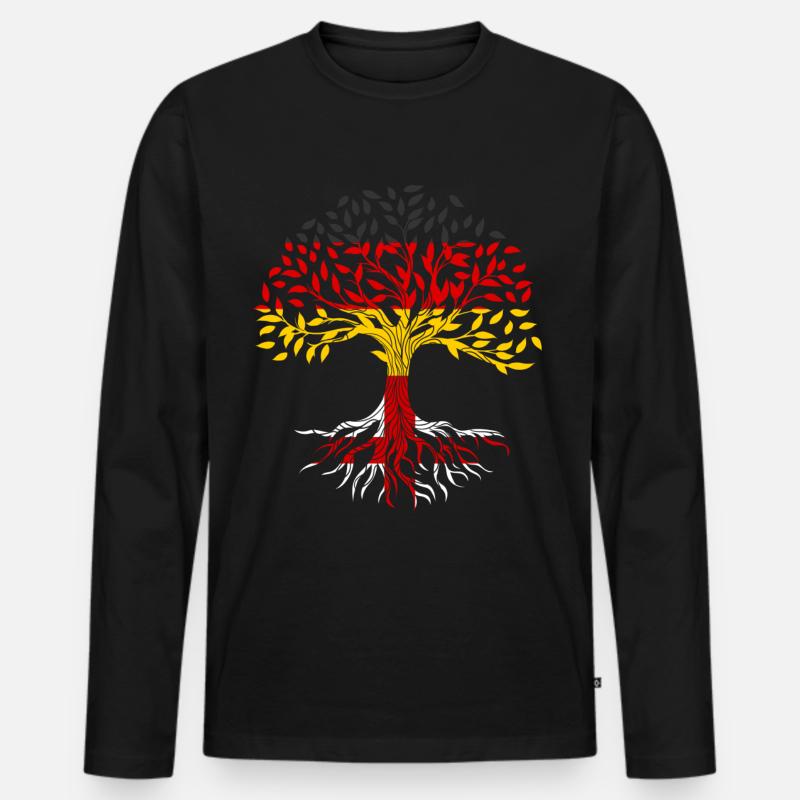 Wurzeln Baum Deutschland England - Männer Premium Bio Langarmshirt - Schwarz