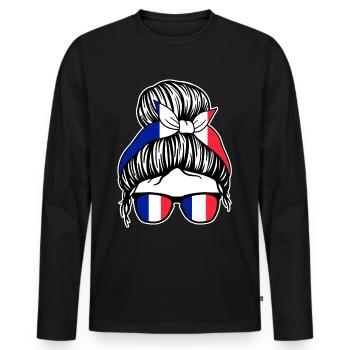 Français Français France - T-shirt manches longues Premium bio Homme - noir - Devant - Nico (187cm)