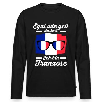 Franzose Französisches Frankreich - Männer Premium Bio Langarmshirt - Schwarz - Vorne - Nico (187cm)