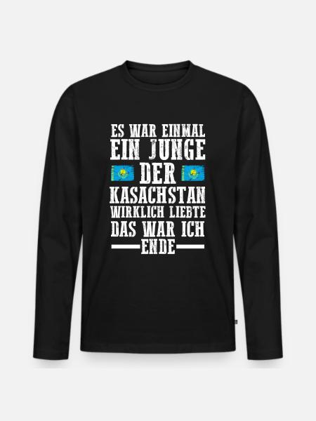 Kasachstan Kasache Kasachisches - Männer Premium Bio Langarmshirt - Schwarz
