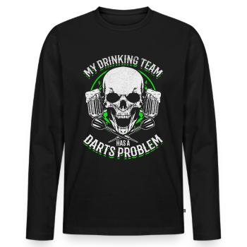 Mein Trinkteam hat ein Dartproblem Darts Team - Männer Premium Bio Langarmshirt - Schwarz - Vorne - Nico (187cm)