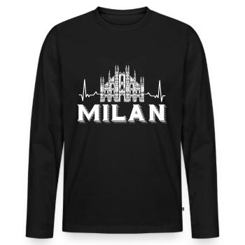 Mailänder Dom Mailand Herzschlag Domkirche - Männer Premium Bio Langarmshirt - Schwarz - Vorne - Nico (187cm)