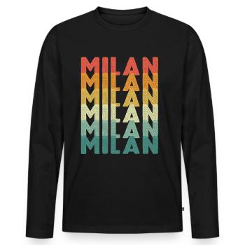 Mailand Retro Vintage Italien Mailänder Dom - Männer Premium Bio Langarmshirt - Schwarz - Vorne - Nico (187cm)