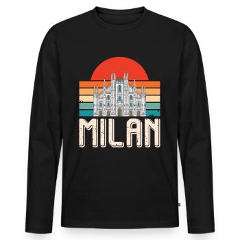 Mailand Sunrise Italien Domkirche Mailänder Dom - Männer Premium Bio Langarmshirt - Schwarz - Vorne - Nico (187cm)