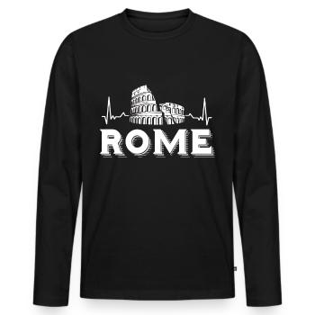 Rom Herzschlag Italien Kolosseum Toskana - Männer Premium Bio Langarmshirt - Schwarz - Vorne - Nico (187cm)
