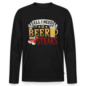 BBQ Grill Cuisson Burger Porc Grillades Bœuf - T-shirt manches longues Premium bio Homme - noir - Devant - Nico (187cm)