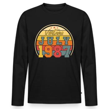 Geburtstagsgruss Juli 1987 - Männer Premium Bio Langarmshirt - Schwarz - Vorne - Nico (187cm)