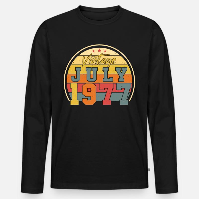1977 Im Juli Geschenkidee - Männer Premium Bio Langarmshirt - Schwarz