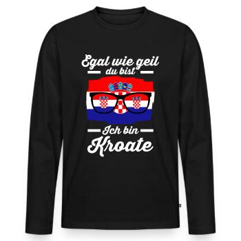Kroate Kroatisches Kroatien - Männer Premium Bio Langarmshirt - Schwarz - Vorne - Nico (187cm)