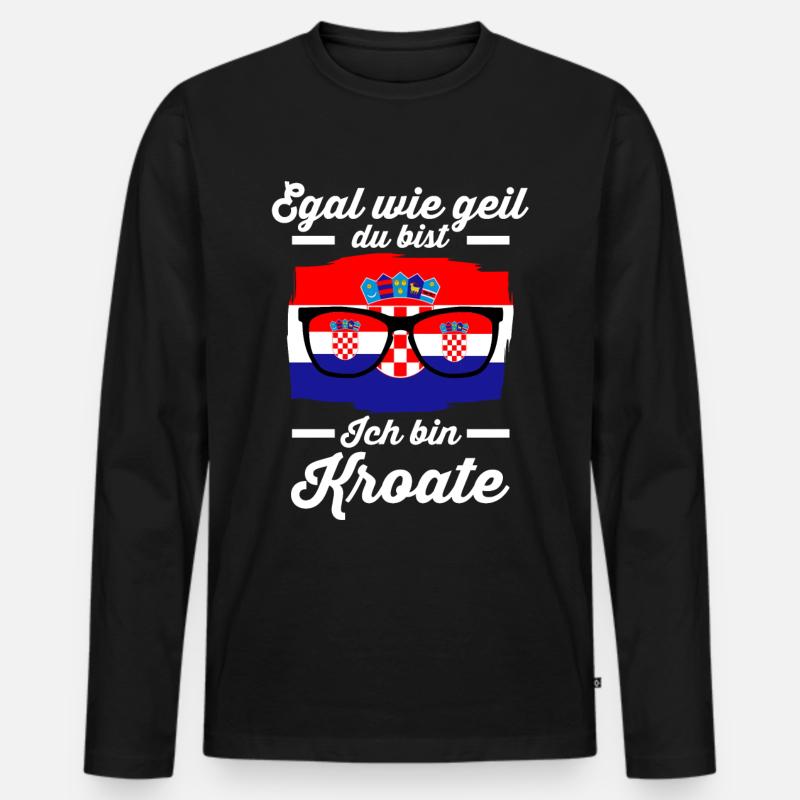 Kroate Kroatisches Kroatien - Männer Premium Bio Langarmshirt - Schwarz