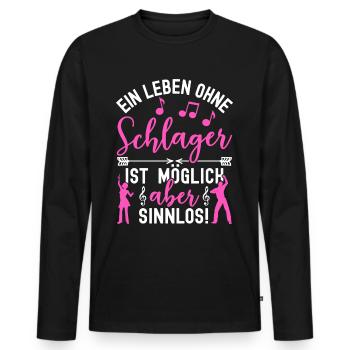 Schlager Schlagermusik Schlagerfan Schlagerparty - Männer Premium Bio Langarmshirt - Schwarz - Vorne - Nico (187cm)