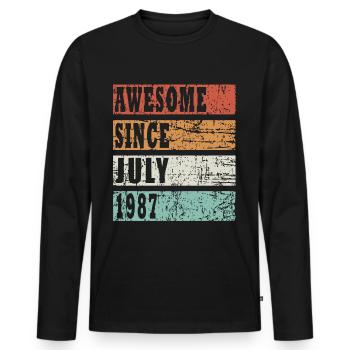 Juli 1987 Geburtstagsgruss retro design - Männer Premium Bio Langarmshirt - Schwarz - Vorne - Nico (187cm)