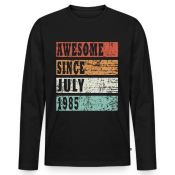 1985 geboren Im Juli Retro Geschenkidee - Männer Premium Bio Langarmshirt - Schwarz - Vorne - Nico (187cm)