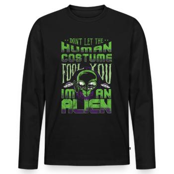 Alien Tshirt UFO Alien Children Mars Gentlemen - Men's Premium Organic Long Sleeve Shirt - black - Front - Nico (187cm)